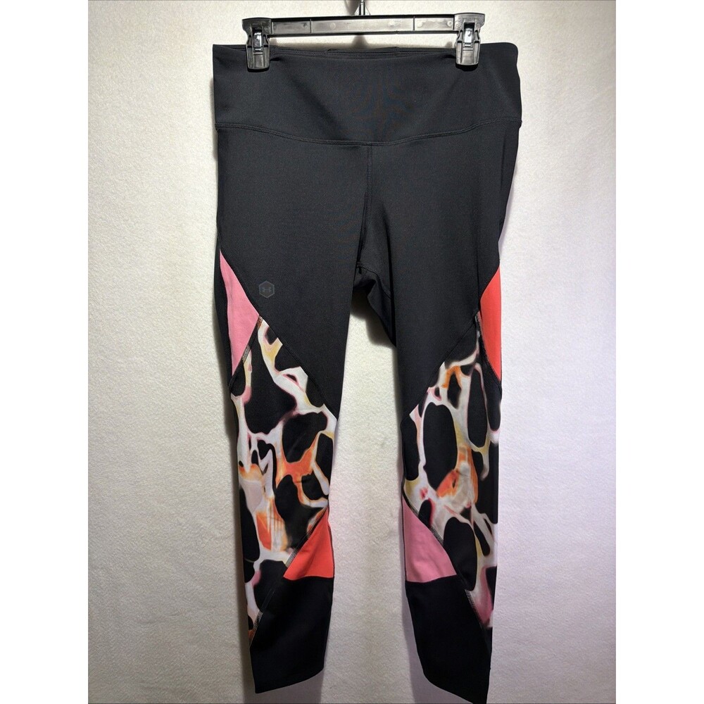 Under Armour Heat Gear Womens Color Flames Performance Compression Leggings Sz L